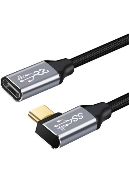 Örgülü Dirsek Type Erkek/kadın Uzatma Hattı USB C 3.1 Uzatma Kablosu - Gri (Yurt Dışından)