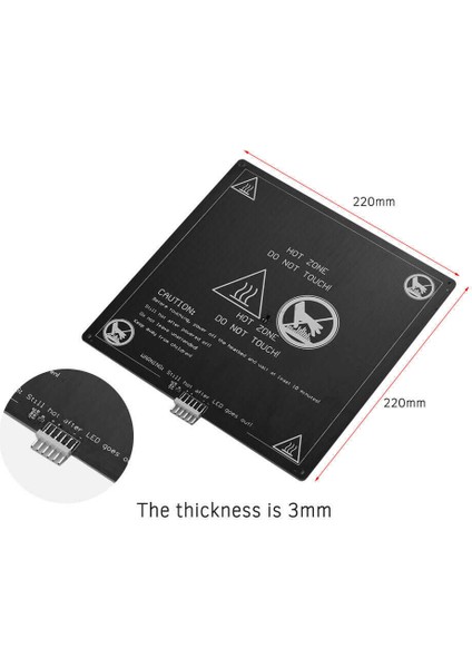 Mk3 Alüminyum Baskı Yatağı - 220X220X3MM - 12V Heatbed modelleri