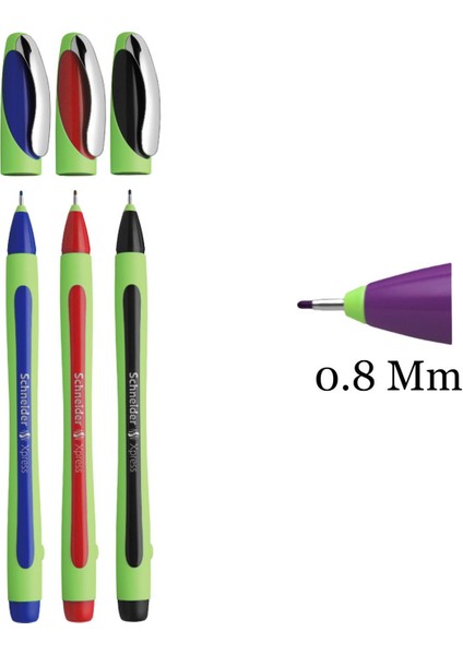 Xpress Fineliner 0.8 Fiber Uçlu Kalem 3 Lü Set