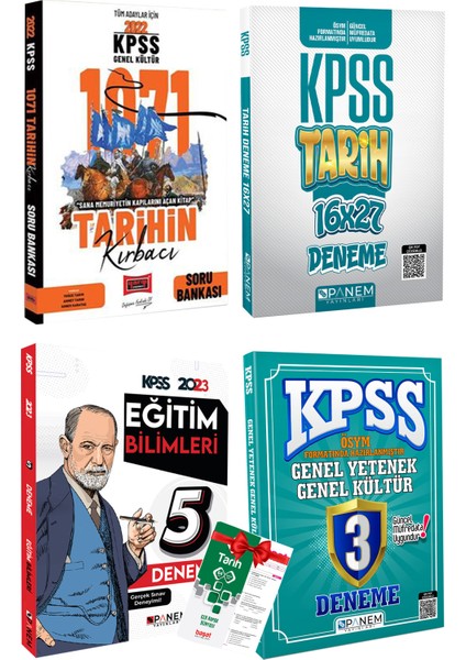 KPSS Tarihin Kırbacı Soru Bankası + Panem Tarih Deneme + Eğitim5D + Genel Yetenek Genel Kültür 3d + Tarih Yaprak