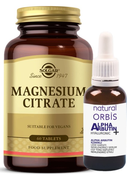 Magnesium Citrate 200 Mg 60 Tablet (Hediye Alpha Arbutin %2 Serum 30 ml Skt:04/26
