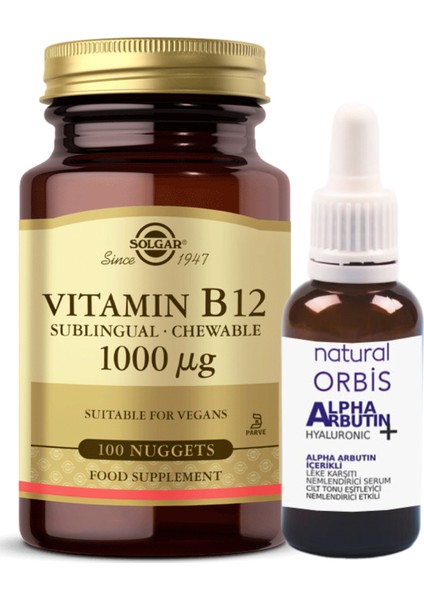 Vitamin B12 1000 Mcg 100 Tablet + Hedıye Alpha Arbutin %2 Serum 30 ml Skt:11/25