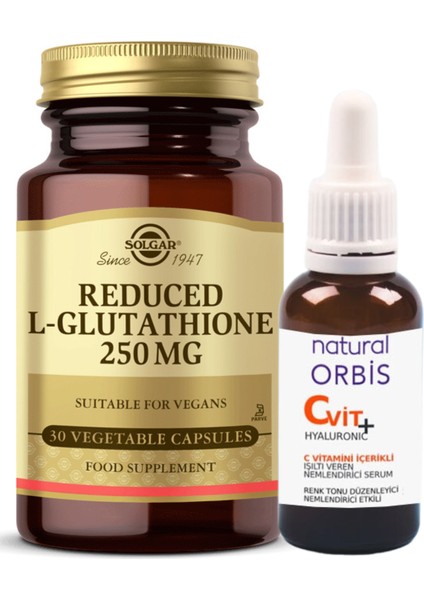 Reduced L-Glutathione 250 Mg 30 Kapsül (Vitamin C Serum 30 ml Hediyeli Reduket Glutatyon)