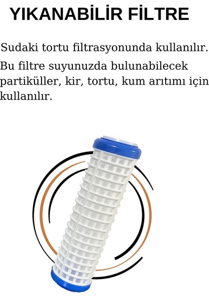 Su Arıtma Yıkanabilir Tortu,kum,pislik Tutucu 10" Filtre