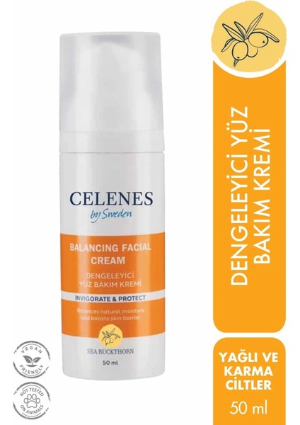 Celenes Dengeleyici Yüz Bakım Kremi Yağlı Cilt ve Karma Ciltler 50 ml