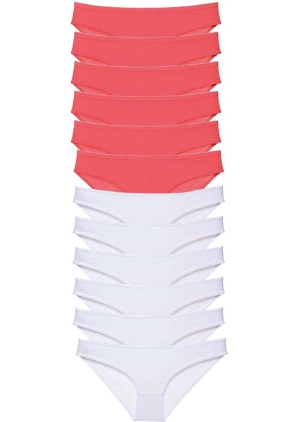 12 Adet Eko Set Likralı Kadın Slip Külot Fuşya Beyaz10