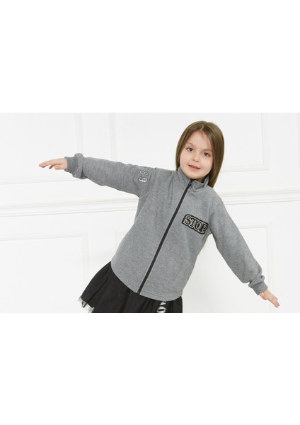 Çocuk Unisex Gri Stop Mont - Ceket Bebek Hırka Kız Erkek Çocuk Fermuarlı Dış Giyim Kidsabu modelleri