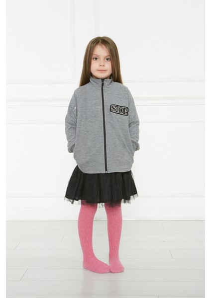 Çocuk Unisex Gri Stop Mont - Ceket Bebek Hırka Kız Erkek Çocuk Fermuarlı Dış Giyim Kidsabu fırsatları