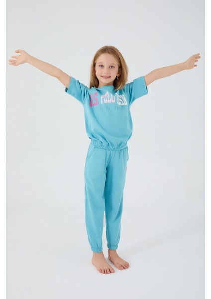 Mavi Kız Çocuk Pijama Takımı