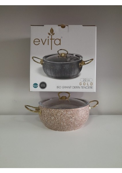 22 cm Bio Granit Gold Derin Tencere