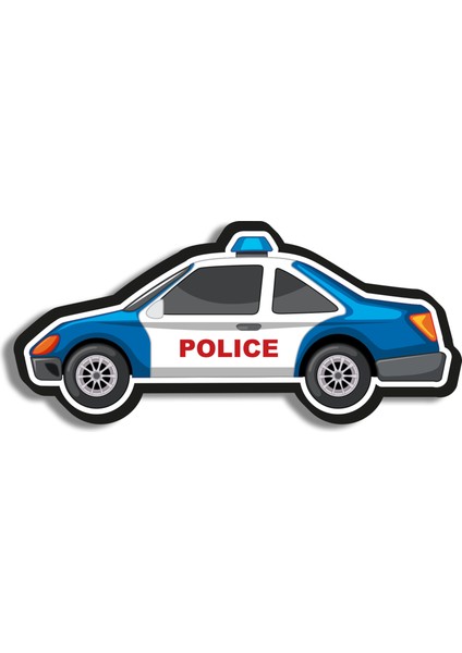 Police Car Ahşap Mini Rozet