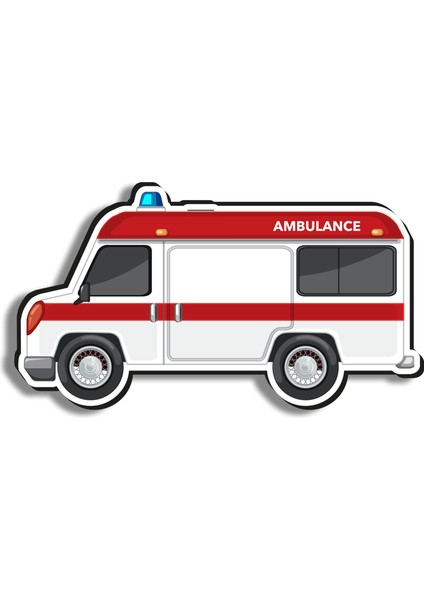 Ambulance White Ahşap Mini Rozet