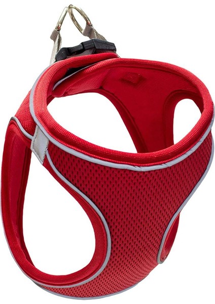 Air Mesh Kedi Köpek Göğüs Tasması Çift Reflektörlü, Terletmeyen Kırmızı / Red