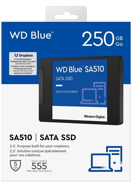 Wd Blue Sa510 250GB 560-530MB Sata3 SSD