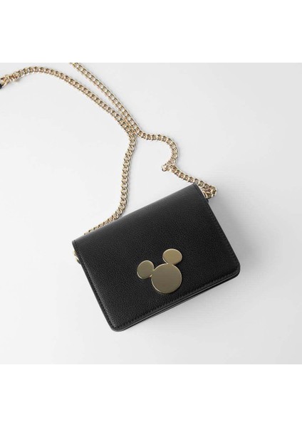 Kadınların Çantası 2023 Yeni Siyah Mickey Zinciri Küçük Kare Çantası Tek Omuz Gönderici Çantası Mini Çantası (Yurt Dışından)