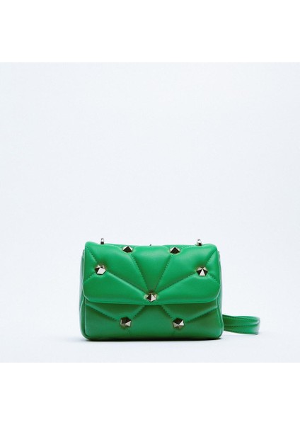 Yeni Kadınların Çantası Beige Nehri Dekorasyonu Omuz Gönderici Çantası Basit Moda Embroider Zinciri Küçük Kare Çantası (Yurt Dışından)