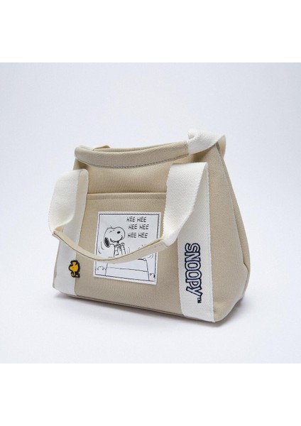 Yaz Yeni Kadınların Çantası Beige Snoopy, Midi Kaba Çantası S Iradan Omuz Topu Alışveriş Çantası Izledi. (Yurt Dışından) indirimleri