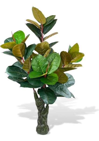 Yapay Ağaç Kauçuk Ağacı Ficus Elastica Salon Çiçeği 150*90 Doğal Gövdeli 61 Yaprak
