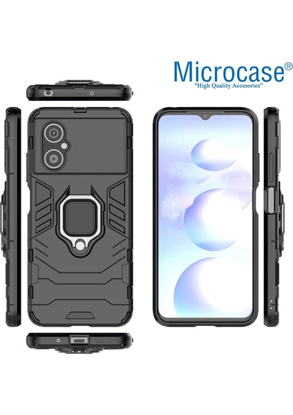 Xiaomi Redmi Note 11R (Global) Batman Serisi Yüzük Standlı Armor Kılıf - Siyah AL3349