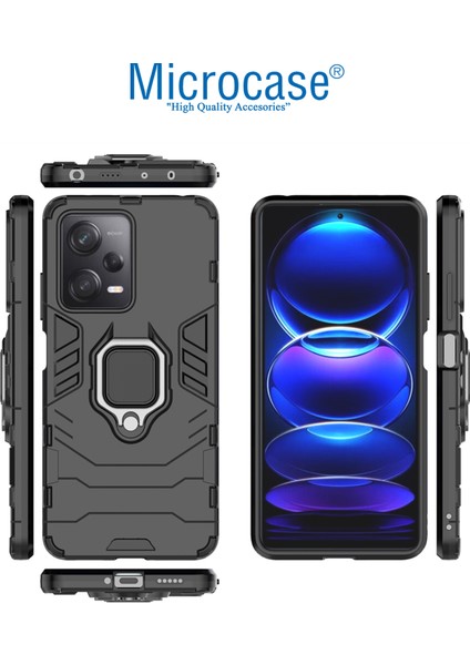 Xiaomi Redmi Note 12 Pro Plus (Global) Batman Serisi Yüzük Standlı Armor Kılıf - Siyah AL3349