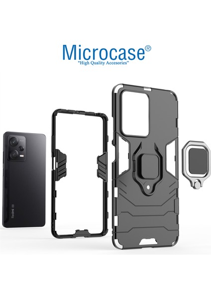 Xiaomi Redmi Note 12 Pro Plus (Global) Batman Serisi Yüzük Standlı Armor Kılıf - Siyah AL3349