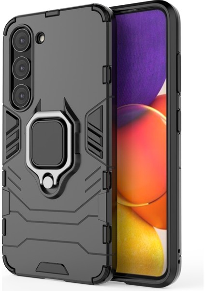 Samsung Galaxy S23 Plus Batman Serisi Yüzük Standlı Armor Kılıf - Siyah AL3349