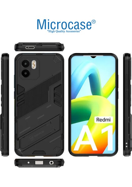 Xiaomi Redmi A1 / A1 Plus Matrix Serisi Armor Standlı Perfect Koruma Kılıf -Siyah AL3416