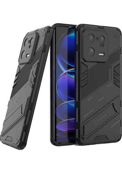 Xiaomi 13 (Global) Matrix Serisi Armor Standlı Perfect Koruma Kılıf -Siyah AL3416