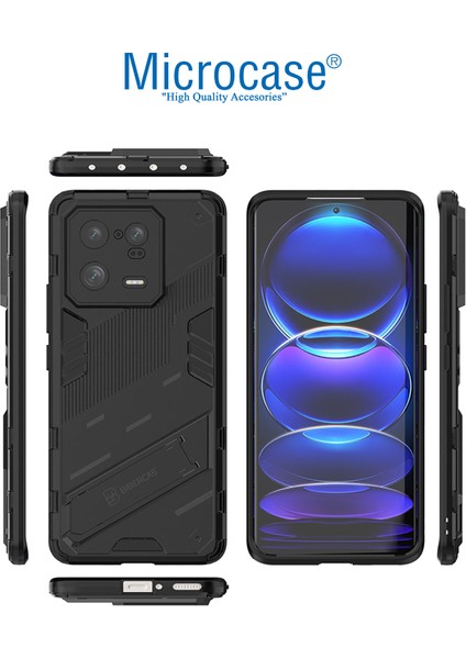 Xiaomi 13 (Global) Matrix Serisi Armor Standlı Perfect Koruma Kılıf -Siyah AL3416