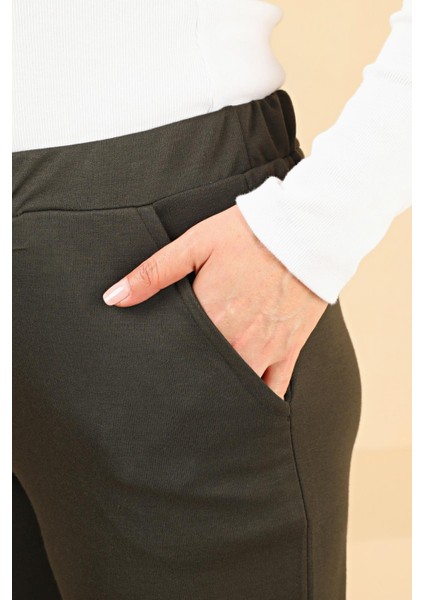 Kadin Beli Lastikli Buyuk Beden Likralı Bol Paça Mevsimlik Pantolon modelleri