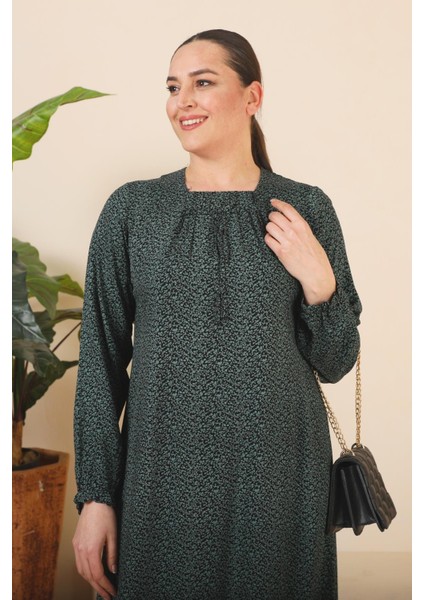 Kadin Buyuk Beden Çıtır Desen Uzun Anne Günlük Elbise fırsatları