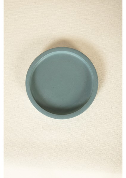 Beton Mavi Yuvarlak Altlık Sunumluk Tepsi Beton Dekoratif Altlık modelleri