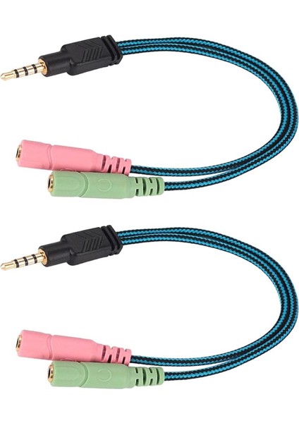 2x 3.5mm 2 Dişi Ila 1 Erkek Kulaklık Mikrofonu Ses Y Ayırıcı Kablo Adaptörü (Yurt Dışından)