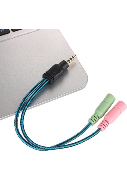 2x 3.5mm 2 Dişi Ila 1 Erkek Kulaklık Mikrofonu Ses Y Ayırıcı Kablo Adaptörü (Yurt Dışından)