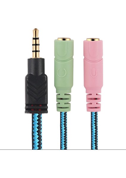 2x 3.5mm 2 Dişi Ila 1 Erkek Kulaklık Mikrofonu Ses Y Ayırıcı Kablo Adaptörü (Yurt Dışından)
