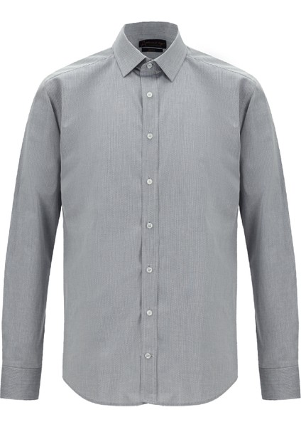 Uzun Kol Slim Fit Desenli Klasik Gömlek