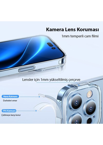 Simple Case iPhone 14 Pro 6.1 Kamera Korumalı Ince Silikon Şeffaf Kılıf