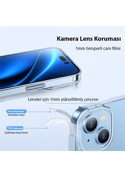 Simple Case iPhone 14 6.1 Kamera Korumalı Ince Silikon Şeffaf Kılıf