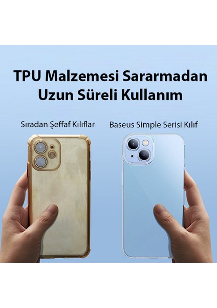 Simple Case iPhone 14 6.1 Kamera Korumalı Ince Silikon Şeffaf Kılıf