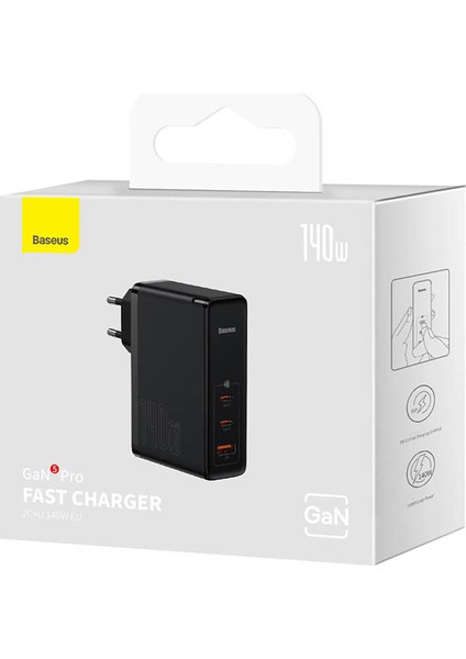 Gan5 Pro 140W Fast Charger 2 Type-C+1 USB Pd Ultra Hızlı Şarj Aleti+Baseus Şarj Kablosu