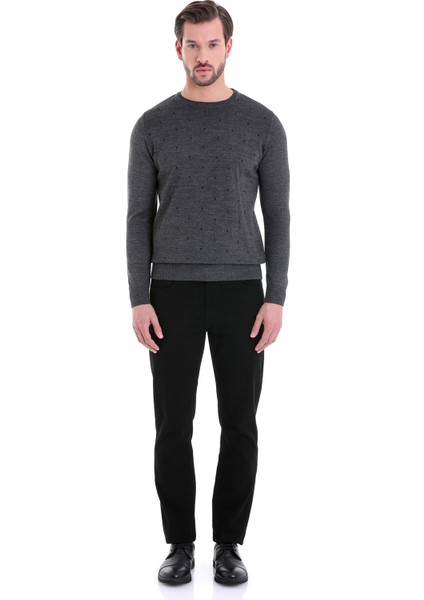 Erkek Gri Desenli Bisiklet Yaka Yünlü Triko Kazak fırsatları