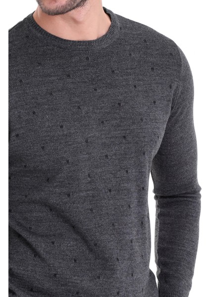 Erkek Gri Desenli Bisiklet Yaka Yünlü Triko Kazak indirimleri