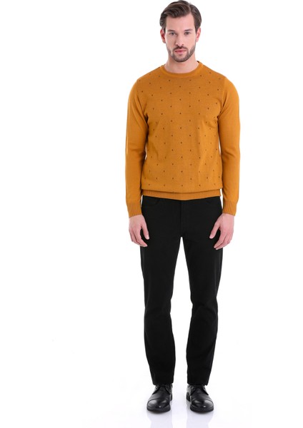 Erkek Hardal Desenli Bisiklet Yaka Yünlü Triko Kazak fırsatları