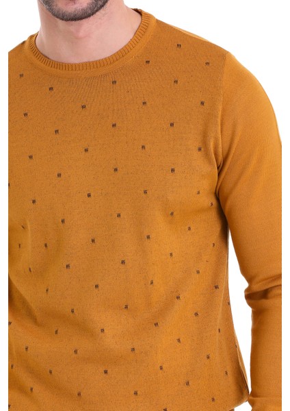 Erkek Hardal Desenli Bisiklet Yaka Yünlü Triko Kazak indirimleri