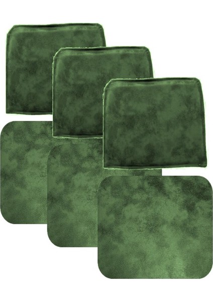 Knsz minder seti 3 lü mazlum haki siyah kumaş oturma ve sırt tel sandalyesi minderi bir arada