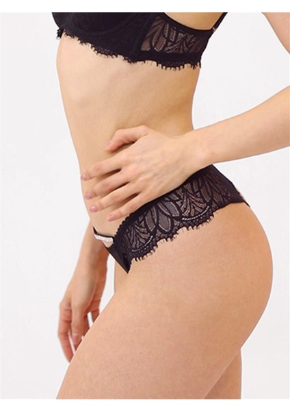 486 Kadın Beli Taşlı Arkası Dantelli Külot-Siyah fırsatları