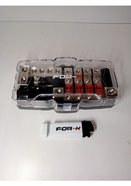 Amfi Blok Sigorta Dağıtıcı + For-X Çakmak - 4'lü Blok Kablo Dağıtıcı - Hem Artı Hem Şase