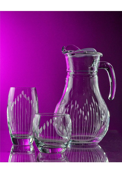 Pudgy 13 Parça 6 Kişilik Su ve Meşrubat Seti Vega Desenli