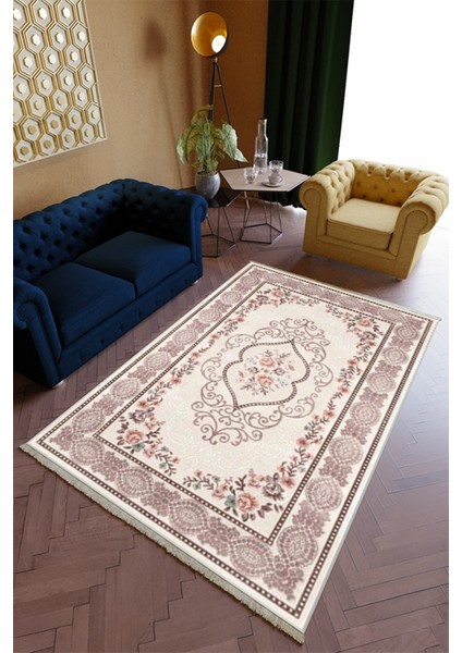 Salon Halısı Spor Mor Ekru Yolluk Kaymaz Yuvarlak Oval Kesme Ince Yıkanabilir Halı
