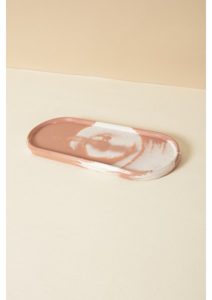 Beton Oval Terracotta Beyaz Mermer Desenli Altlık/sunumluk/tepsi/beton Dekoratif Sunumluk modelleri